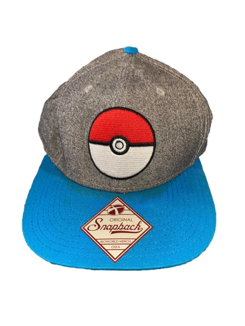 Men's Pokemon Gray Blue Snapback Hat One Size